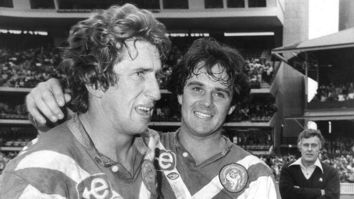 Golden era: Steve Mortimer and Steve Gearin after Canterbury won the 1980 grand final. Photo: Fairfax archive