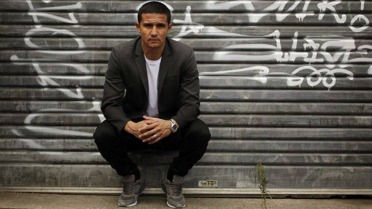 Back in town: Socceroos star Tim Cahill in Redfern on Wednesday. Photo: Kate Geraghty