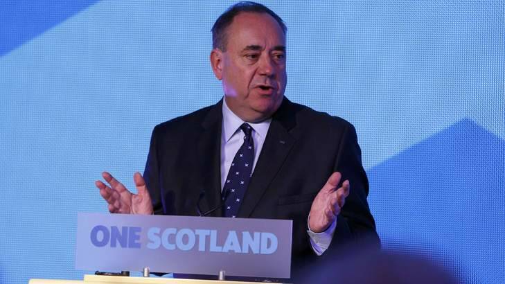Scotland's First Minister Alex Salmond speaks at the "Yes" Campaign headquarters in Edinburgh, Scotland. Photo: Reuters