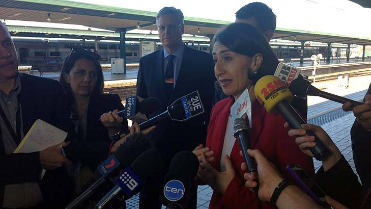 Transport minister Gladys Berejiklian announces the new trains with the NSW Premier, Mike Baird. Photo: Fairfax Media