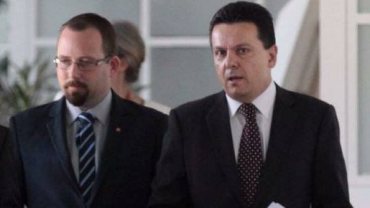 Senators Ricky Muir and Nick Xenophon.  Photo: Andrew Meares