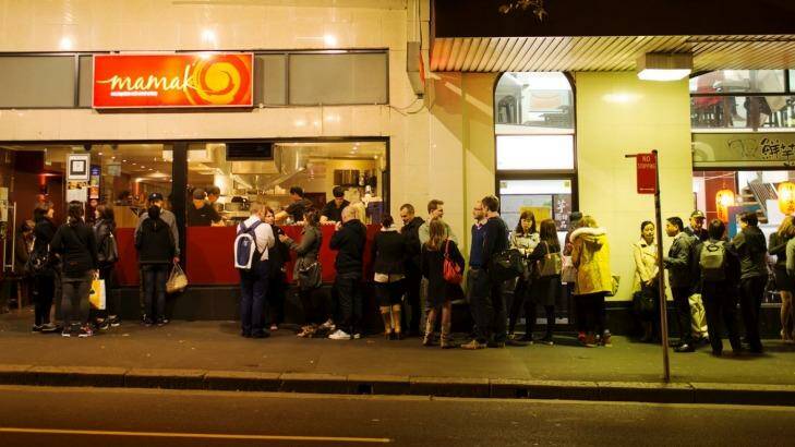 Queues are a regular feature outside Mamak in Haymarket. Photo: James Brickwood