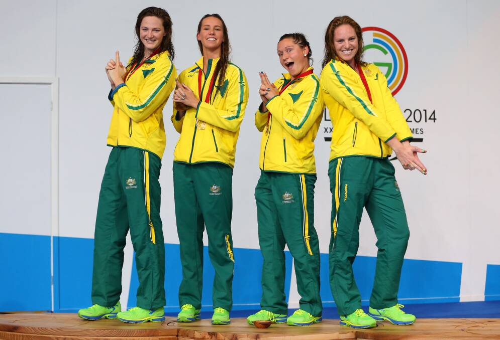 Cate Campbell, Emma McKeon, Lorna Tonks and Emily Seebohm. Picture: GETTY IMAGES