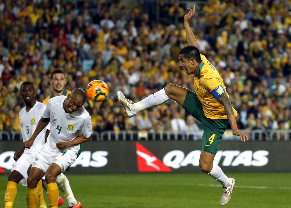 Thabo Nthethe and Tim Cahill contest possession in Monday night's match. Picture: REUTERS