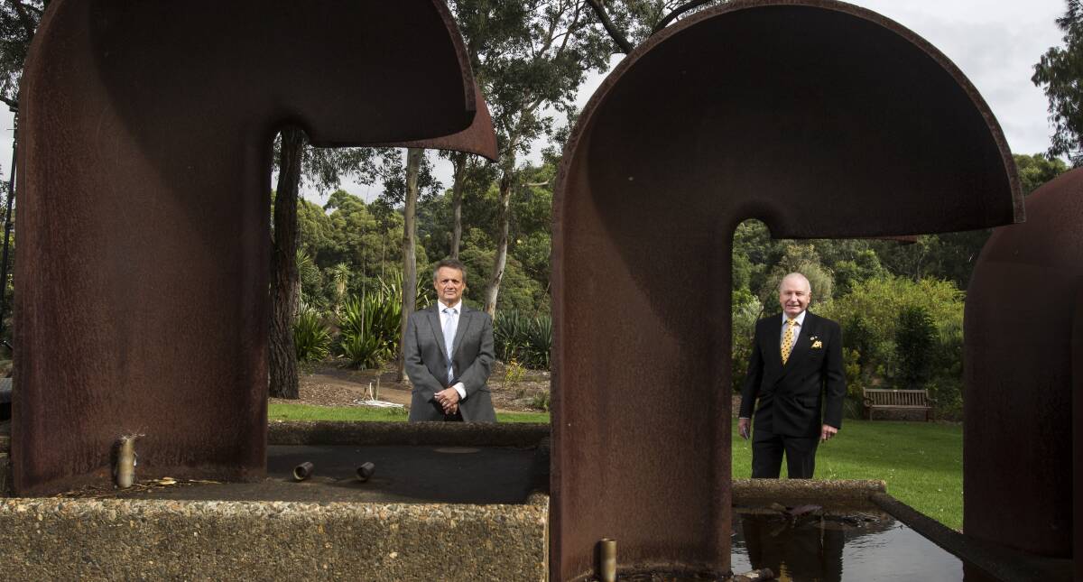 Artistic endeavour: Councillor Leigh Colacino and Lord Mayor Gordon Bradbery at the launch of Wollongong City Council's Wollongong Bicentennial Acquisitive Sculpture Award.Picture: CHRISTOPHER CHAN