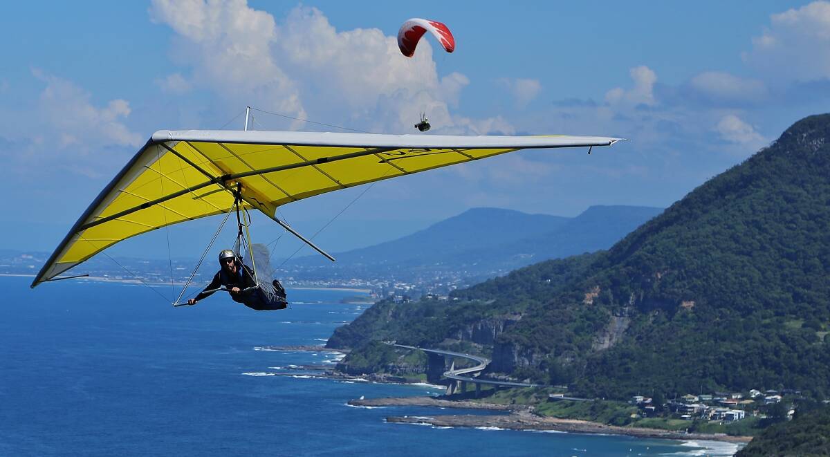 First time angel Curt Warren flew at Bald Hill to help promote the 2014 Angels at Work fund-raiser. Picture: GREG ELLIS