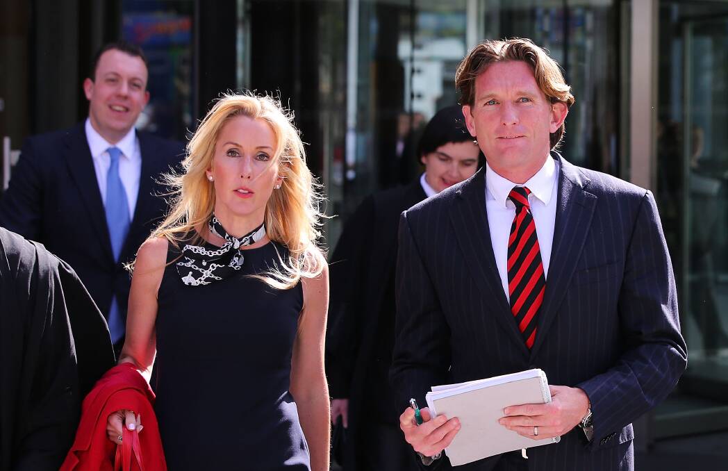 James Hird and his wife Tania at the Federal Court on Monday.