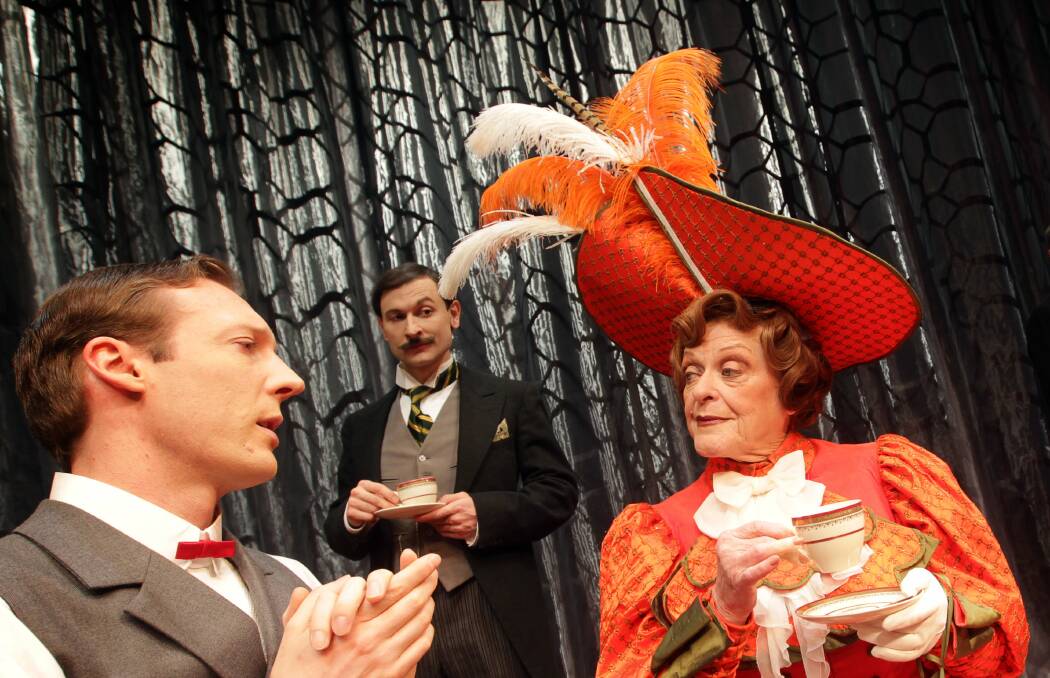 Nathan O'Keefe, Yalin Ozucelik and Nancye Hayes in The Importance Of Being Earnest at the Illawarra Performing Arts Centre. Picture: SYLVIA LIBER