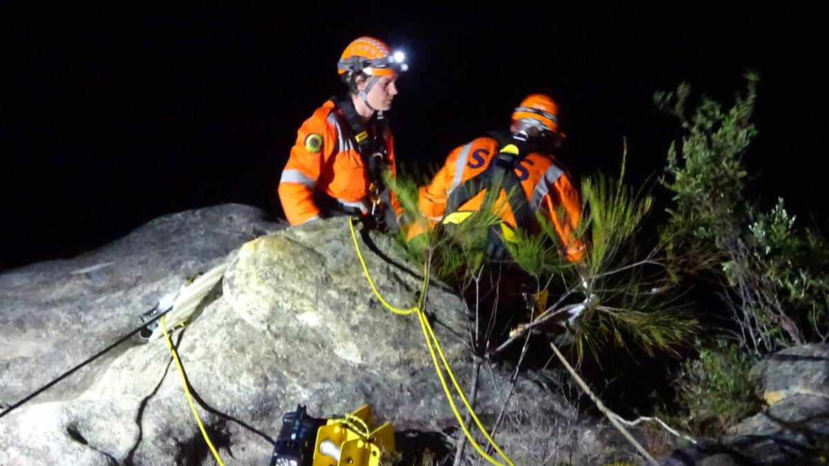 Emergency services rescued three abseilers near Jamberoo on Sunday.