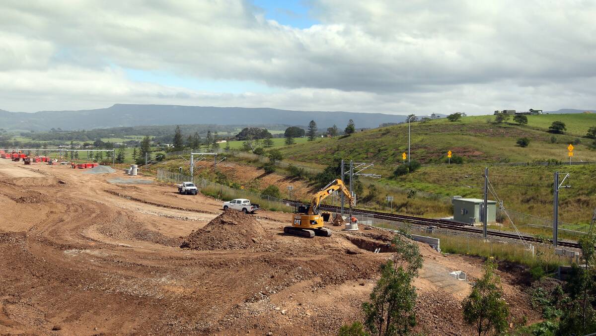 The Dunmore construction site of the $39 million replacement railway station. Picture: SYLVIA LIBER