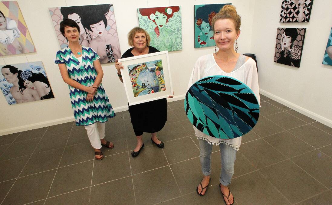 They’re back:  Lisa Martin,  Lilybeth Mayhew and  Kate Summerville  are  celebrating their return to making art by having an exhibition at the Big Fat Smile Gallery. Picture: GREG TOTMAN

