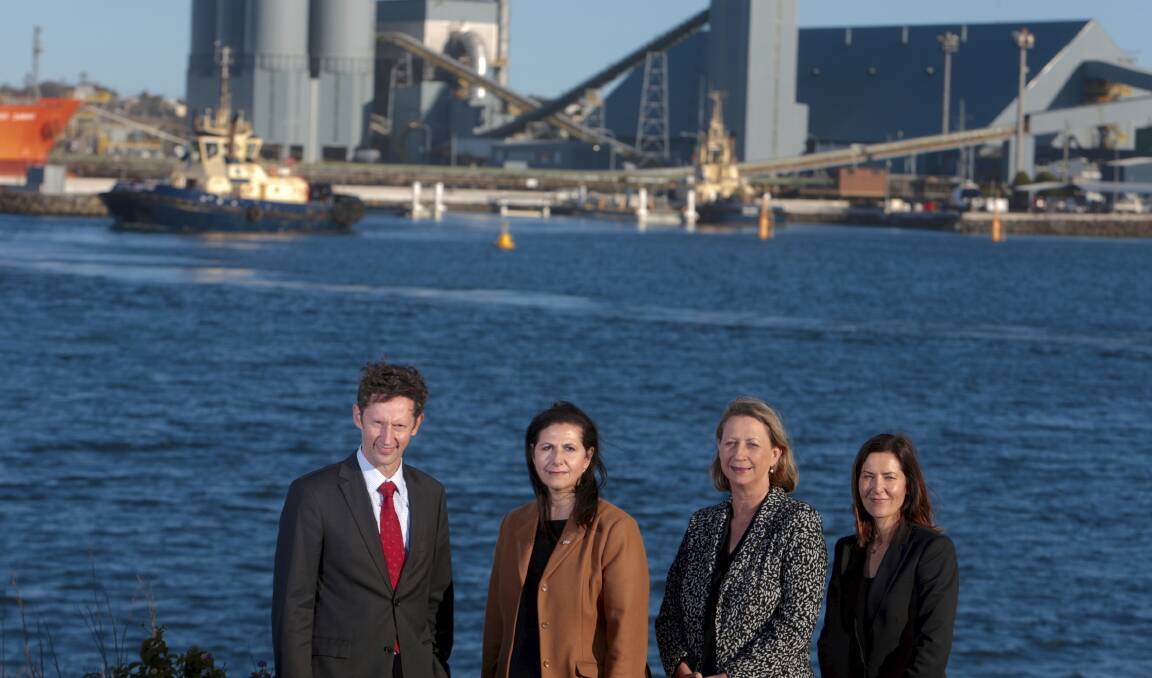 Strategists:  MP Stephen Jones, Senator Concetta Fierravanti-Wells, MP Sharon Bird and RDA Illawarra CEO Natalie Burroughs  after the launch of the report into relocating the navy to Port Kembla. Picture: ADAM McLEAN