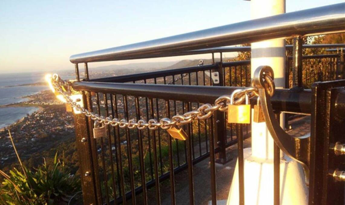 A love lock chain was installed at Sublime Point in January. 