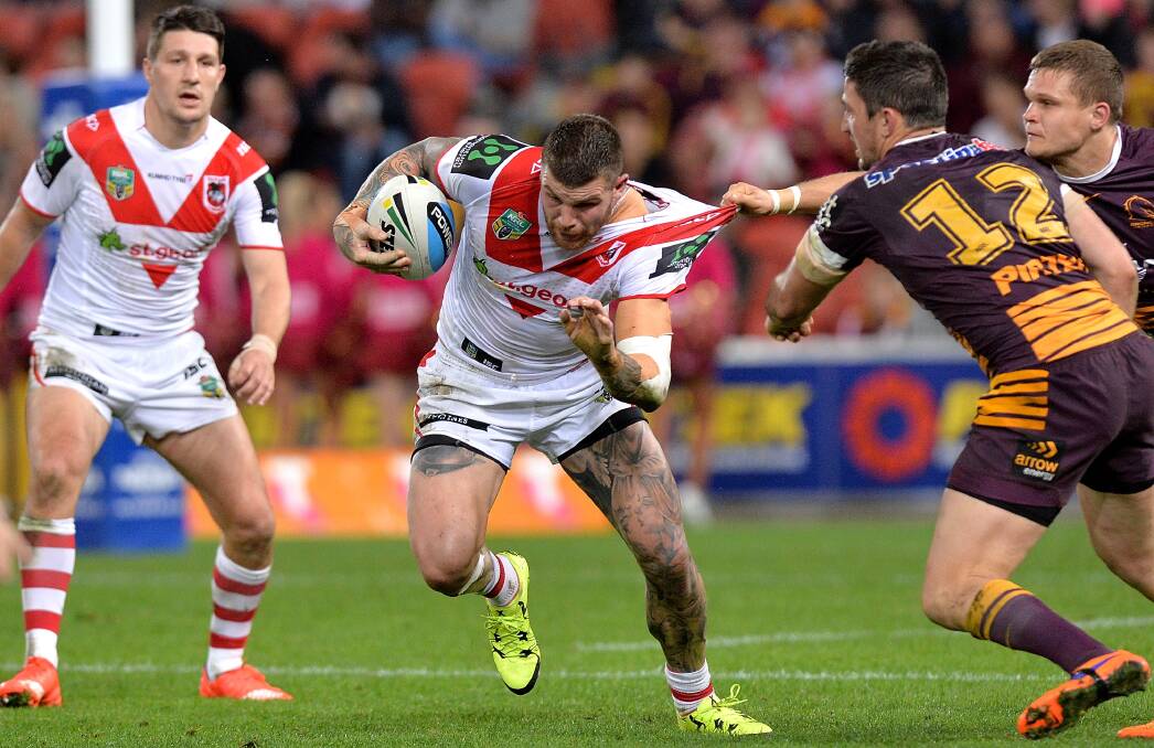 Josh Dugan of the Dragons during the match against Brisbane Broncos. Picture: GETTY IMAGES