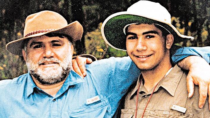 Nathan Chaina with his father, George. Photo: Supplied