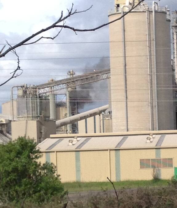 Smoke billows from Maldon Cement Works on Monday. Picture: PAUL DORIN