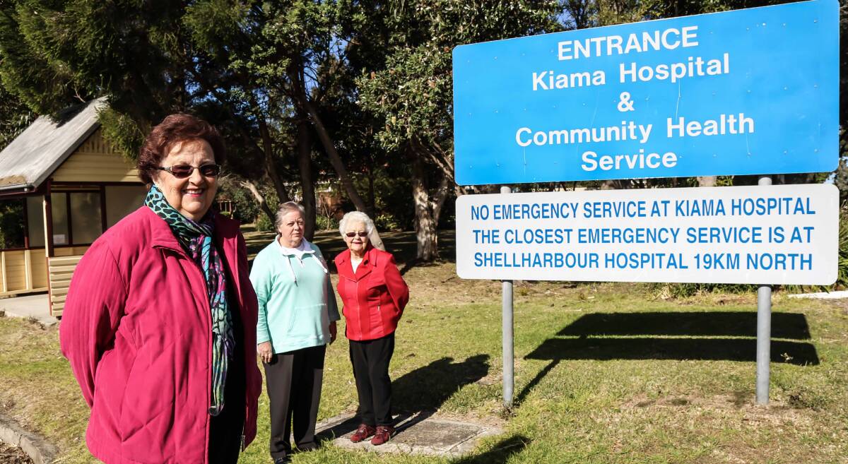 Kiama Hospital Auxiliary president Barbara McClure, secretary Julie Stokes and long-time member Jean Kells are concerned about the future of Kiama Hospital. Picture: GEORGIA MATTS