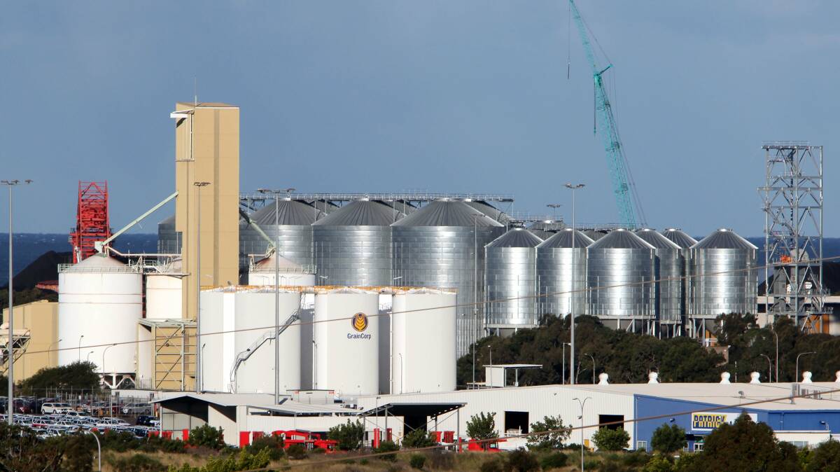 The silver grain silos of the Quattro grain terminal will be open for business in November. Picture: KIRK GILMOUR
