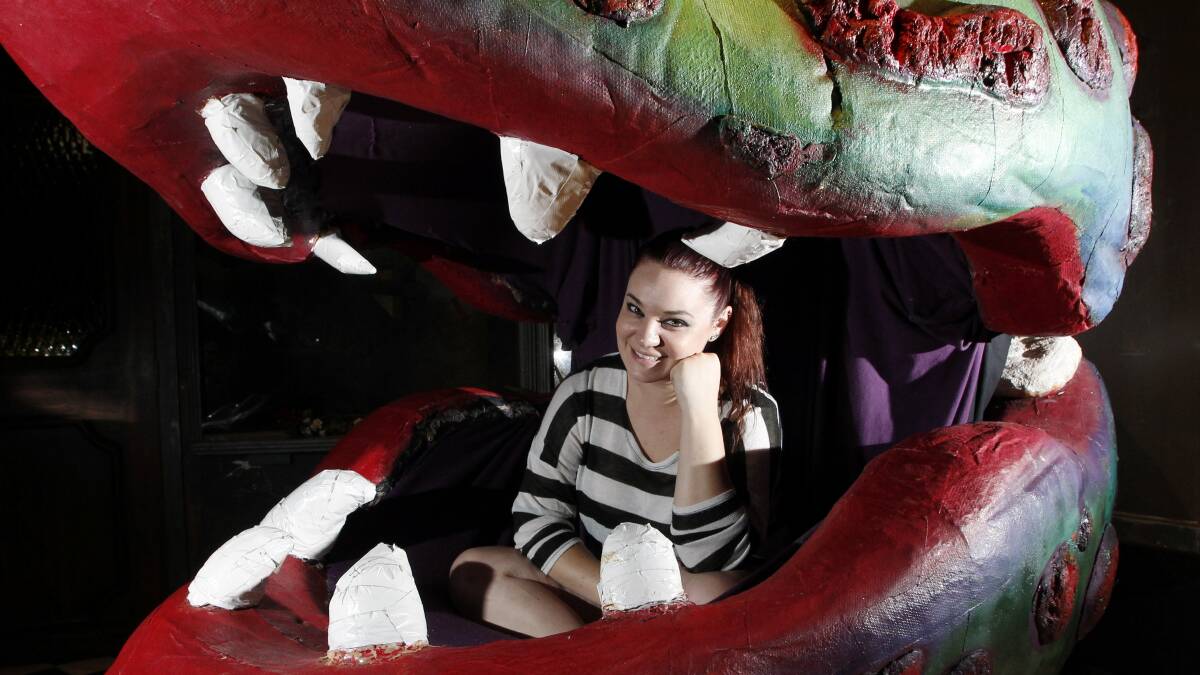 Director Amy Copeland with Audrey II on set. Picture: ANDY ZAKELI