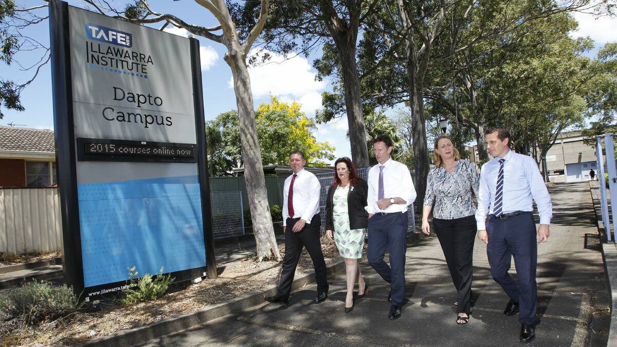 Cunningham MP Sharon Bird (second from right) at Dapto TAFE in January. Picture: ANDY ZAKELI