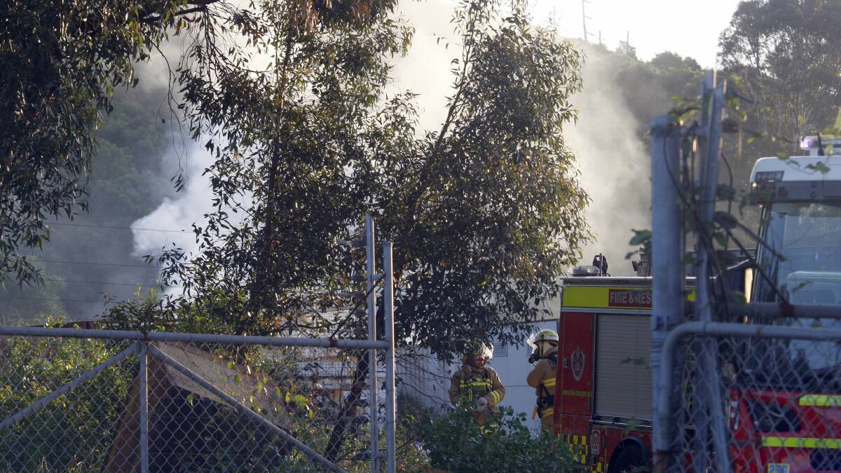A fire broke out in a shipping container at Cringila on Sunday. Picture: ANDY ZAKELI