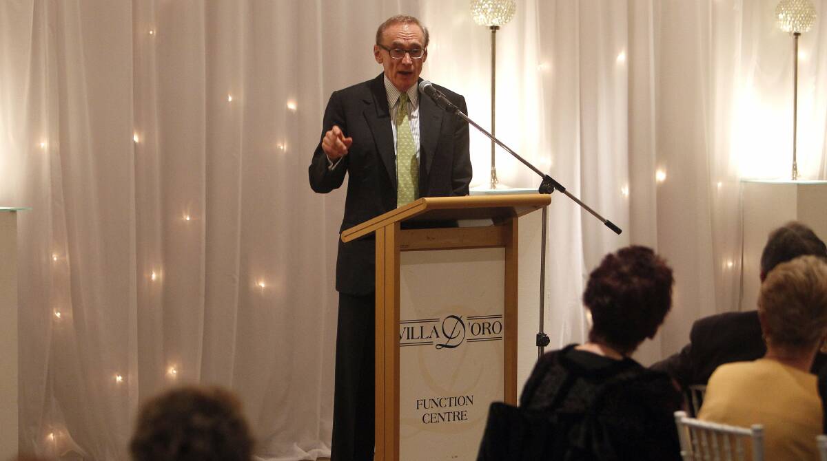 Bob Carr at Villa D'Oro Function Centre on Tuesday. Picture: ANDY ZAKELI