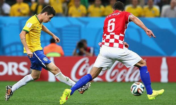 Oscar of Brazil shoots and scores. Picture: GETT
