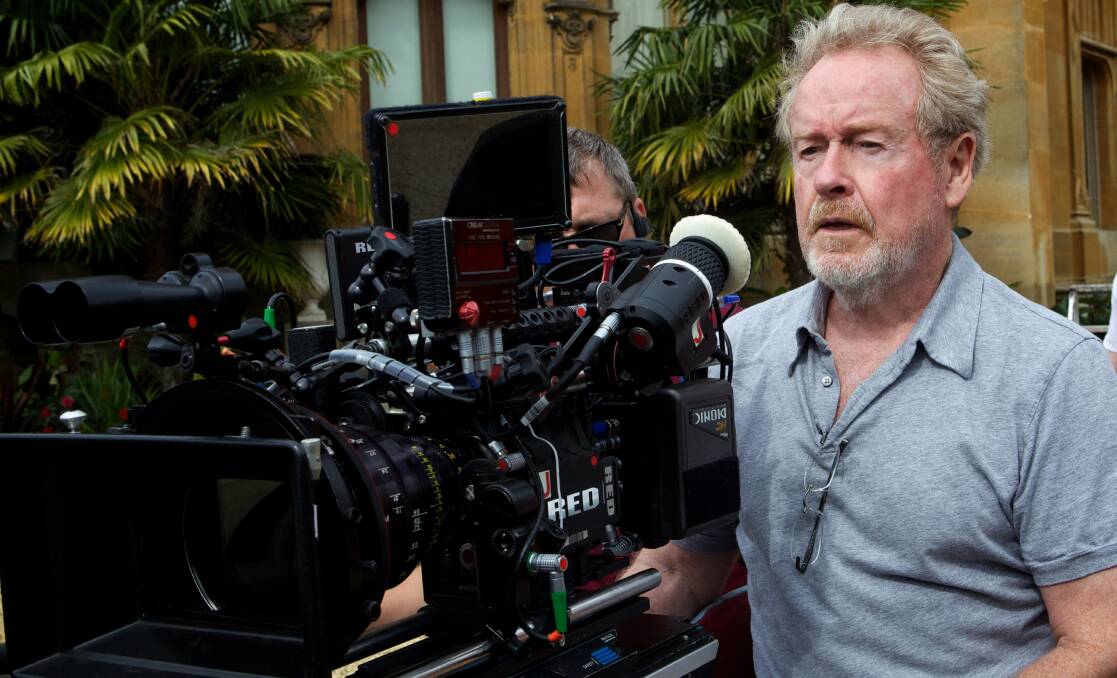 Director Ridley Scott on the set of The Counselor.