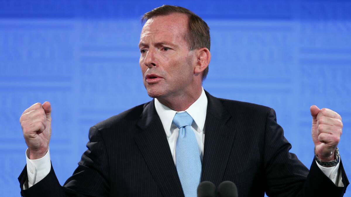 Prime Minister Tony Abbott addresses the National Press Club of Australia on Monday. Picture: ALEX ELLINGHAUSEN
