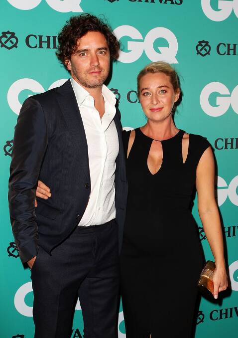 Show-stopping baby bump: Vincent Fantauzzo and Asher Keddie arrive for the GQ Men Of The Year Awards. Picture: GETTY IMAGES