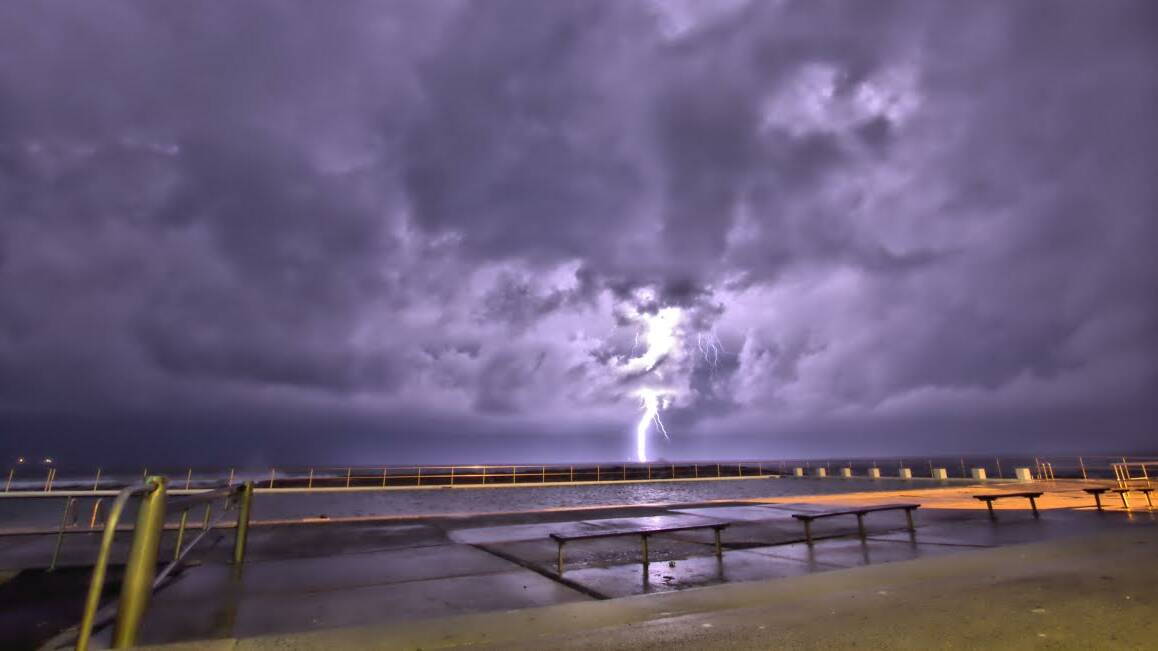 The storm over Woonona Point. PICTURE: David Metcalf (Illawarra Stormchasers, DJM Photography).