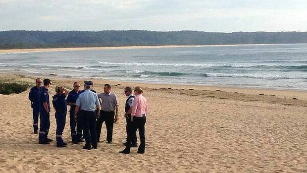 Police and ambulance at the scene of a reported fatal shark attack at Tathra. Photo: Bega District News.