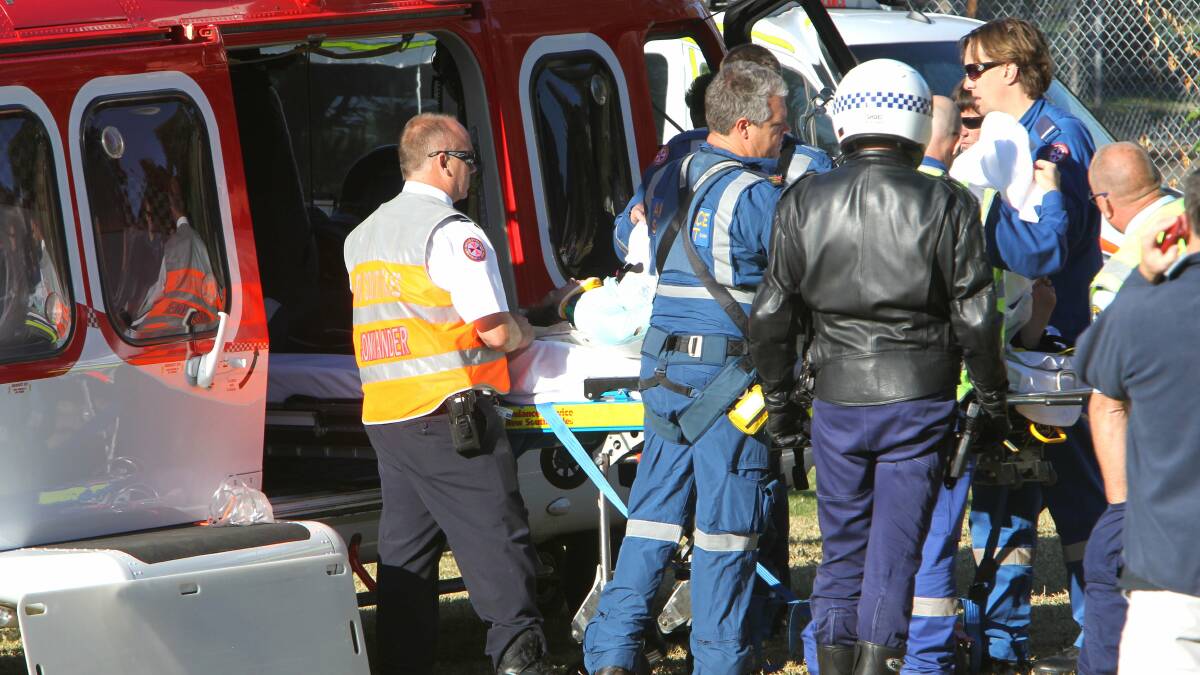 The woman is transported by helicopter. Photo: KIRK GILMOUR