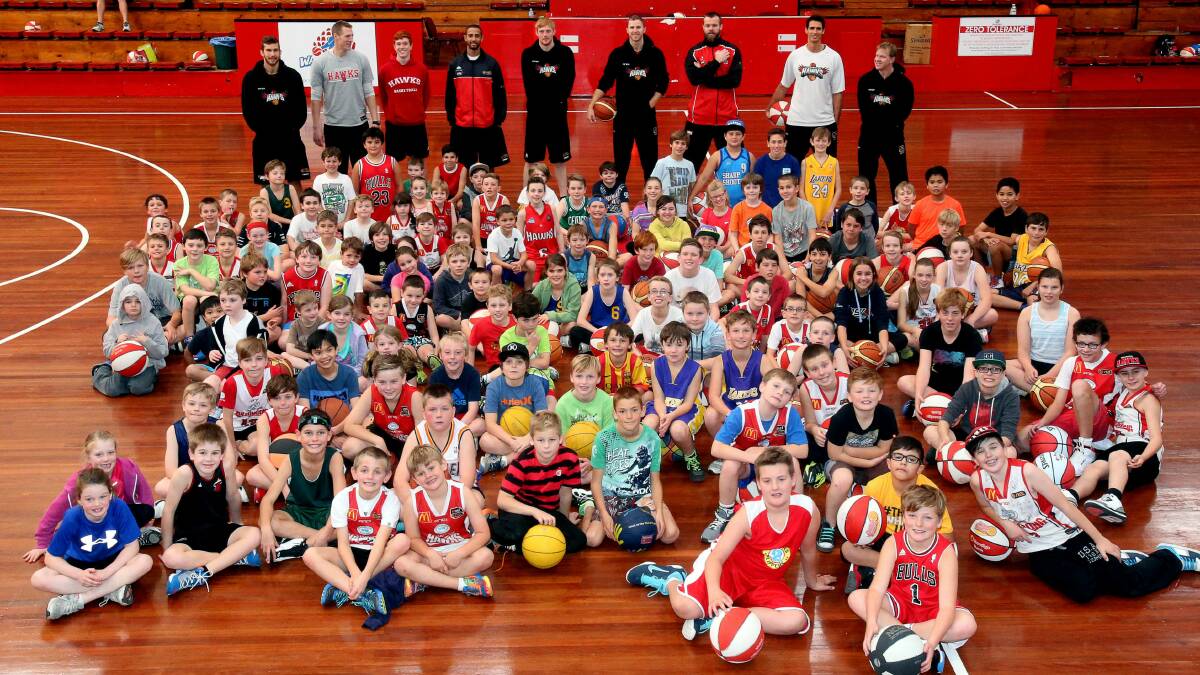 The Hawks with the big turnout for the school holiday clinic at the Snakepit.