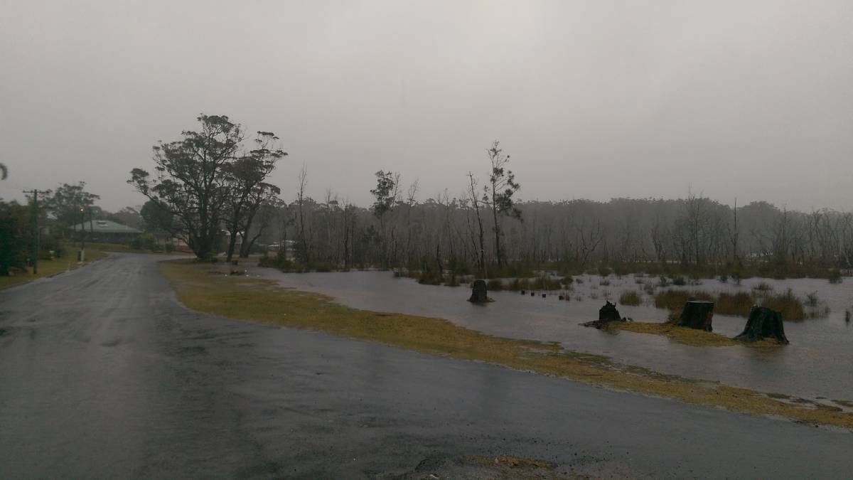 John Perkins sent us this photo of Durras Lake on Tuesday afternoon, August 25, on its way to a peak of 2.3 metres, prompting the shire to open the lake at about 10pm. 