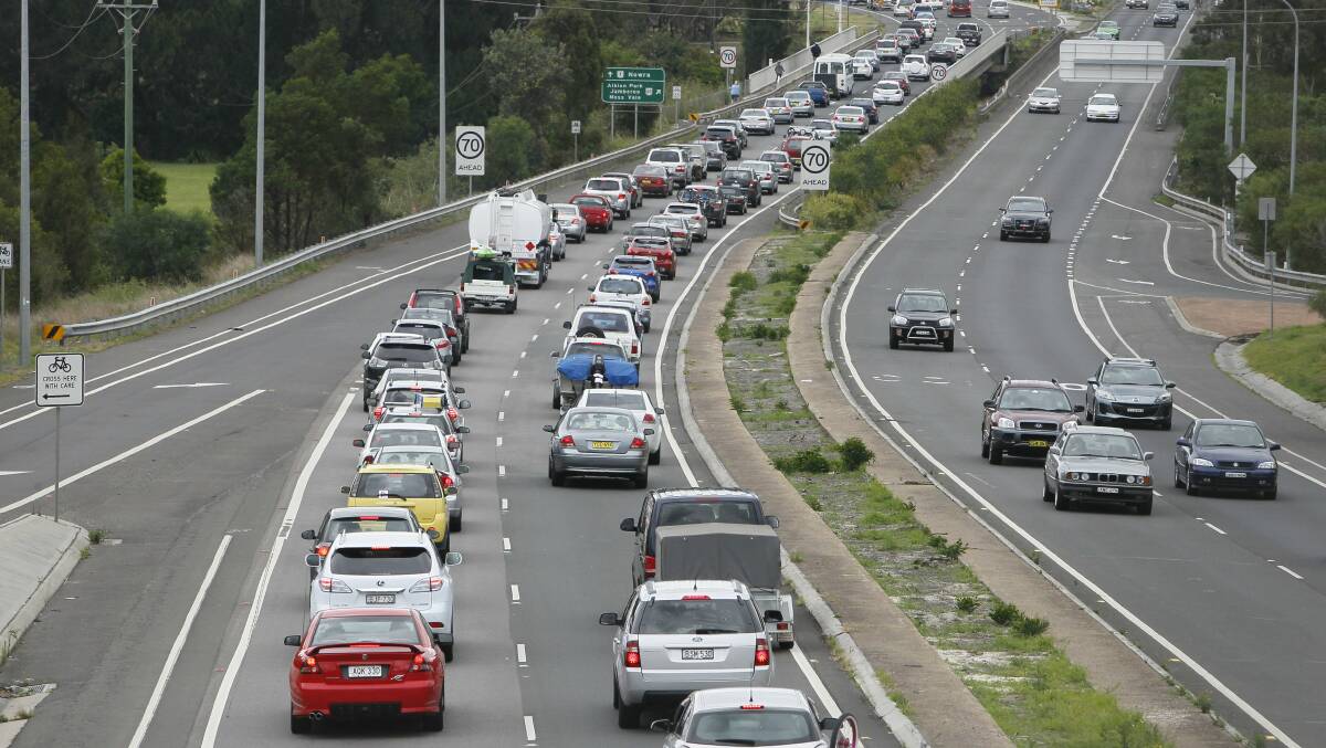 Traffic slowed by oil slick accident at Bulli
