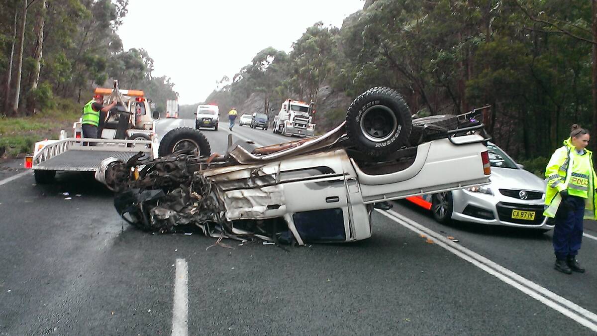The crash site on the Princes Highway near Tomerong. Picture: SOUTH COAST REGISTER