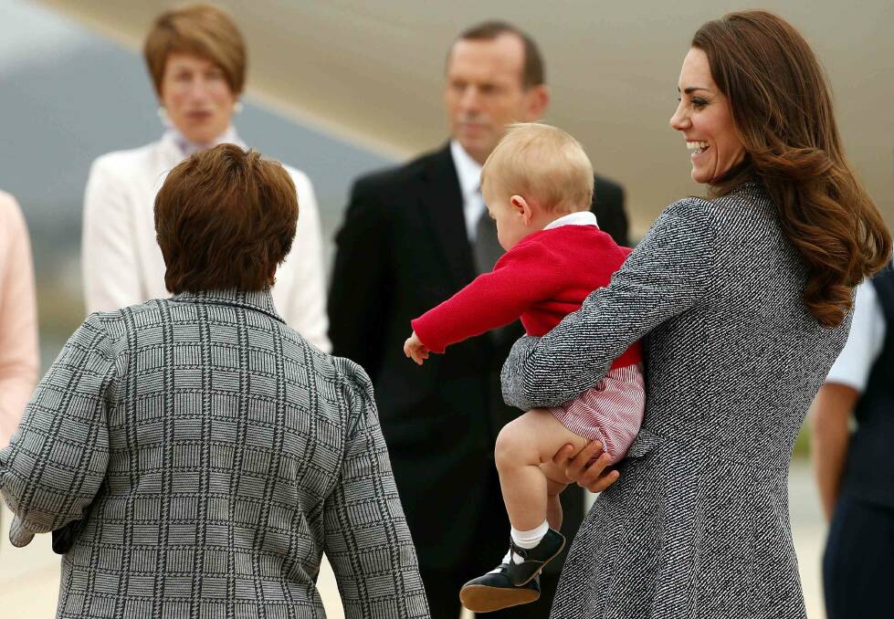 The Duke and Duchess of Cambridge leave Canberra with Prince George. Picture: REUTERS