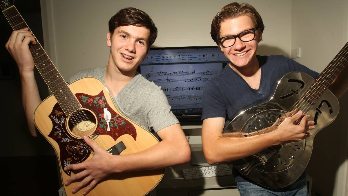 Nicholas Kyrakoudes and James Cooper, both 15, have just started a record label LAW Records. Picture: GREG TOTMAN