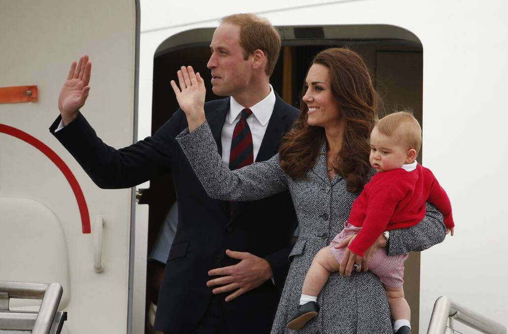 The Duke and Duchess of Cambridge leave Canberra with Prince George. Picture: REUTERS