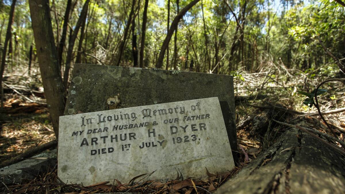 One of the gravestones at Waterfall General Cemetery. Wollongong City Council has agreed to look after the site. Picture: CHRISTOPHER CHAN