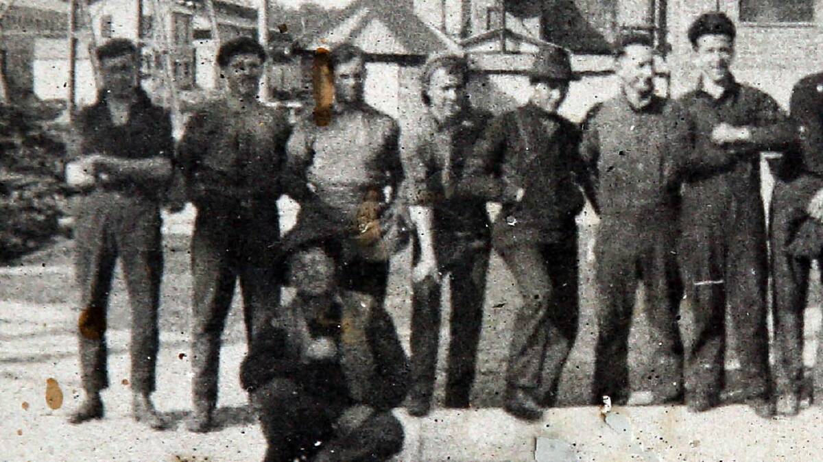No 1 blast furnace maintenance crew, including John Koenig’s grandfather, Jack Koenig, sitting, and his uncle Johnny Koenig, far right.