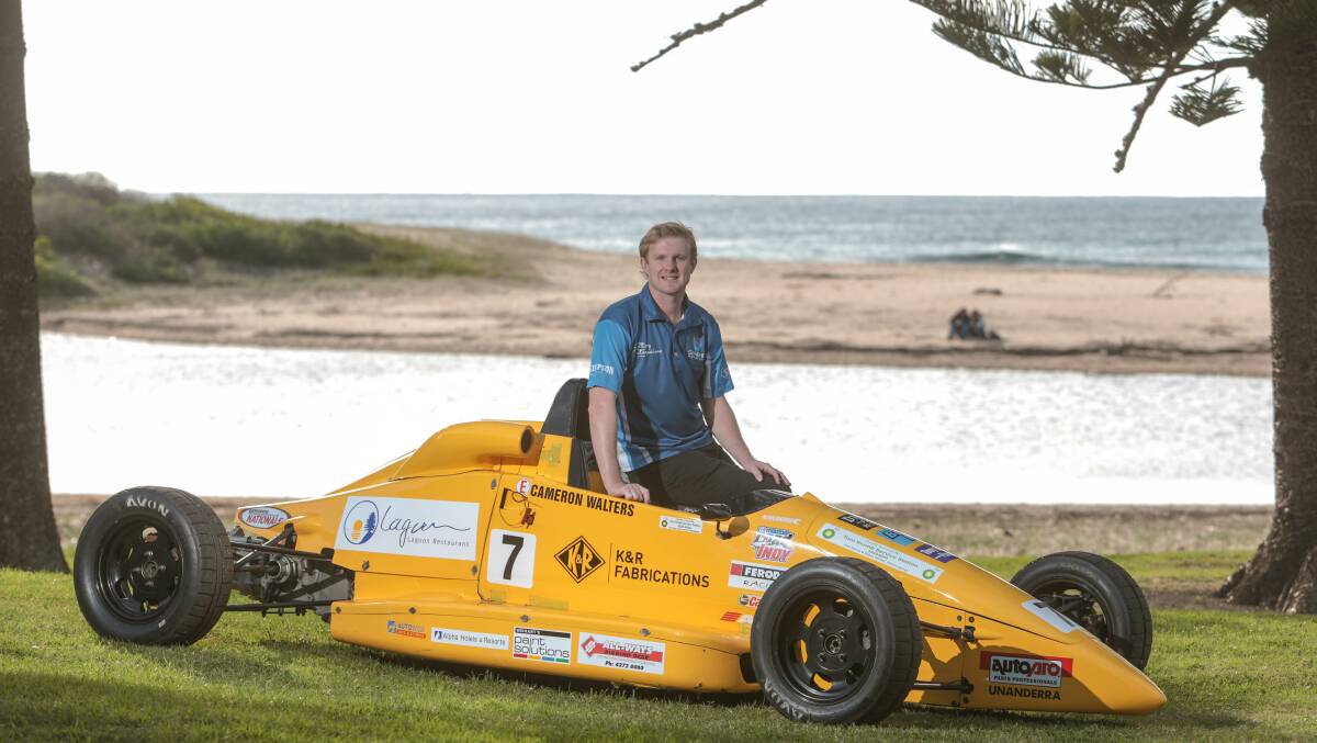Formula Ford racer Cameron Walters at Fairy Creek lagoon. He will be competing in the Australian Formula Ford  series this weekend. Picture: ADAM McLEAN