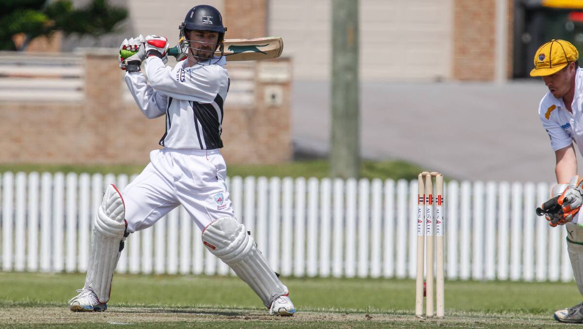 Swing: Port Kembla's Daniel Lee against Helensburgh at King Gaorge Oval. Picture: ANDY ZAKELI