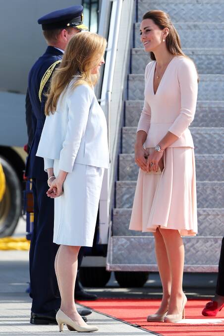 William, Duke of Cambridge and Catherine, Duchess of Cambridge arrive at RAFF Base Edinburgh  in Adelaide. Picture : GETTY IMAGES