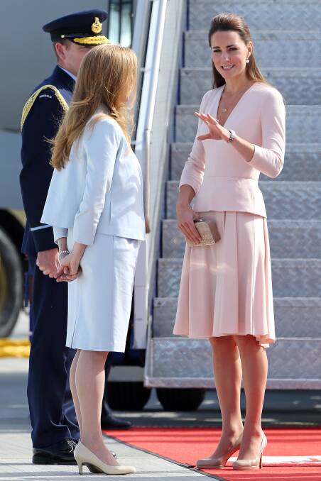 William, Duke of Cambridge and Catherine, Duchess of Cambridge arrive at RAFF Base Edinburgh  in Adelaide. Picture : GETTY IMAGES