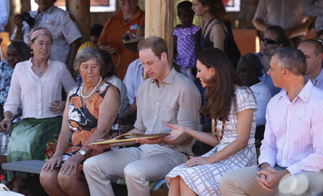 Prince William, Duke of Cambridge and Catherine, Duchess of Cambridge at the Cultural Centre, Uluru-Kata Tjuta National Park. 