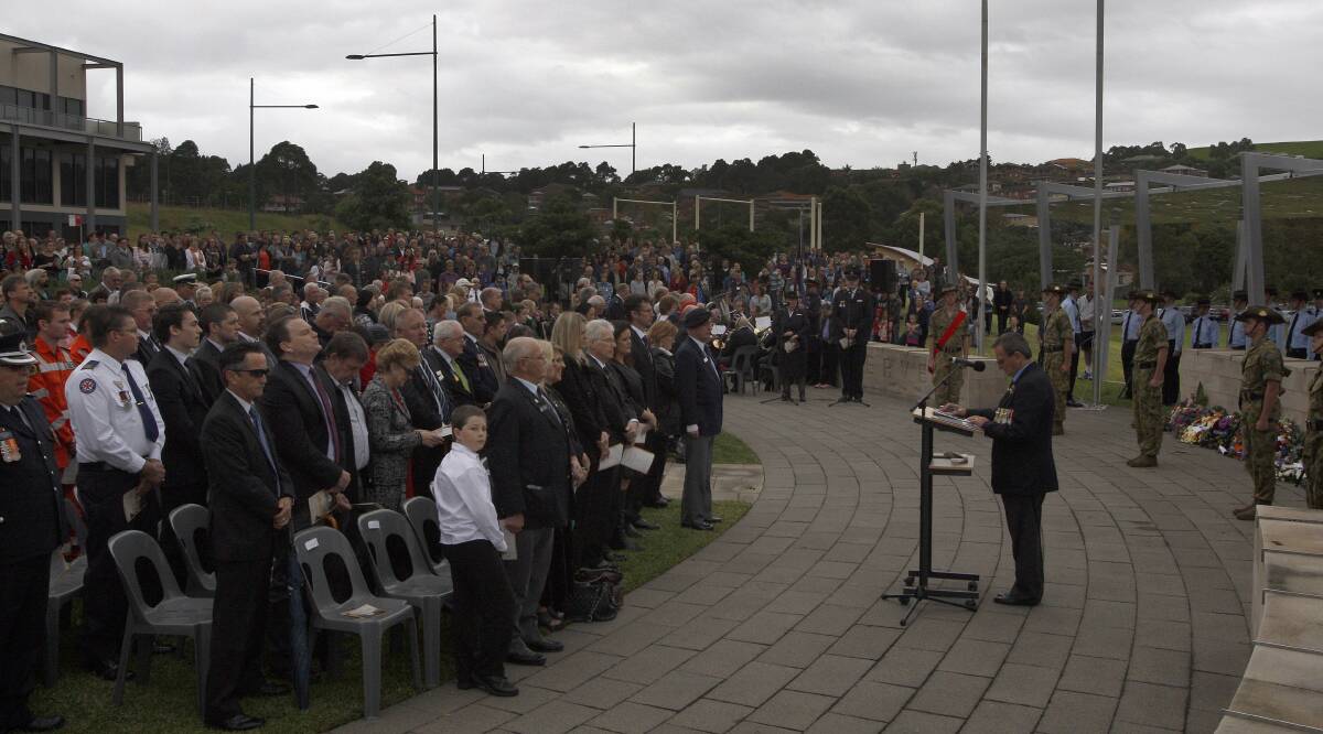 The service at Shellharbour City memorial to mark the 99th anniversary of Anzac Day. Picture: ANDY ZAKELI