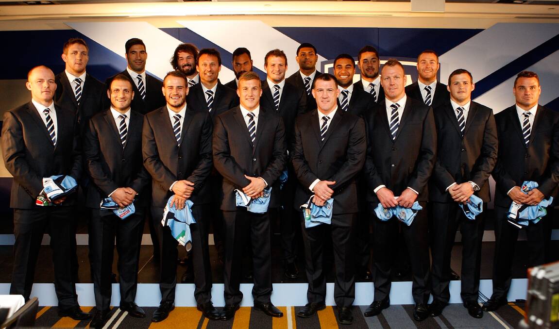 New South Wales Blues State of Origin team poses for a photo during the team announcement at Hilton Sydney. Picture: GETTY IMAGES 