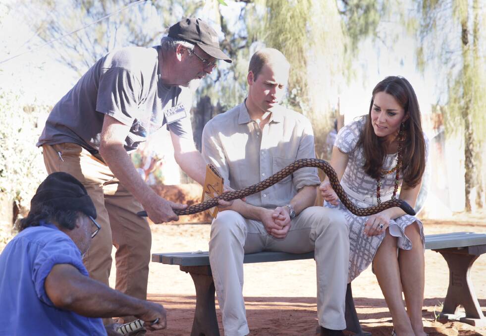 Prince William, Duke of Cambridge and Catherine, Duchess of Cambridge at the Cultural Centre, Uluru-Kata Tjuta National Park.